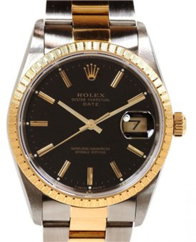 Rolex Date 15223 Gold & Steel Black 1991