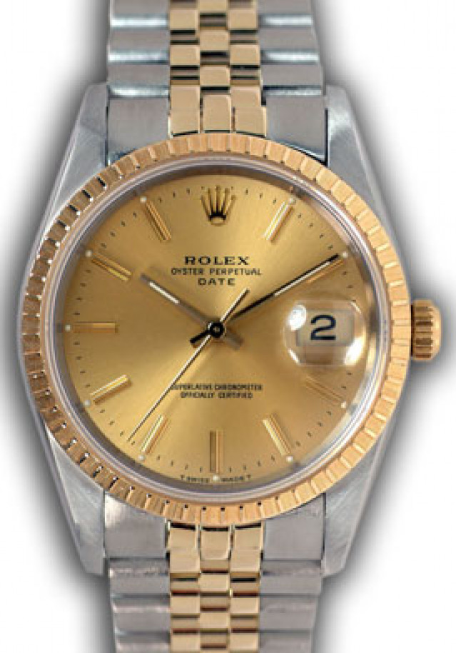 Rolex Date 15223 Gold & Steel Champagne 1990