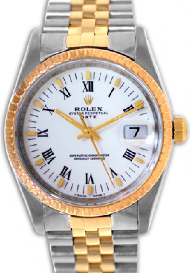 Rolex 15233 Yellow Gold & Steel on Jubilee, Finely Engine Turned Bezel White with Black Roman & Gold Index