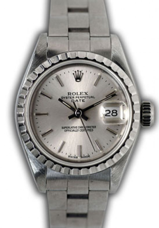 Rolex 69240 Steel on Oyster, Finely Engine Turned Bezel Steel with Silver Index