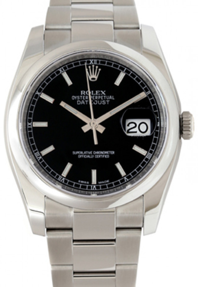 36 mm Rolex Datejust 116200 Steel on Oyster with Black Dial