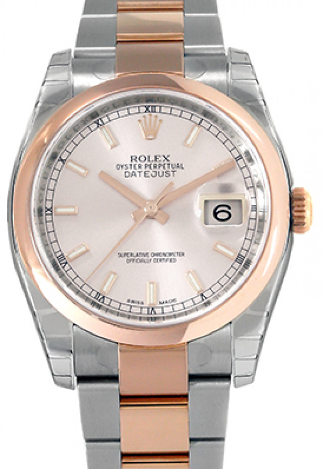 Rolex 116201 Rose Gold & Steel on Oyster, Smooth Bezel Steel with Luminous Index on Rose Gold