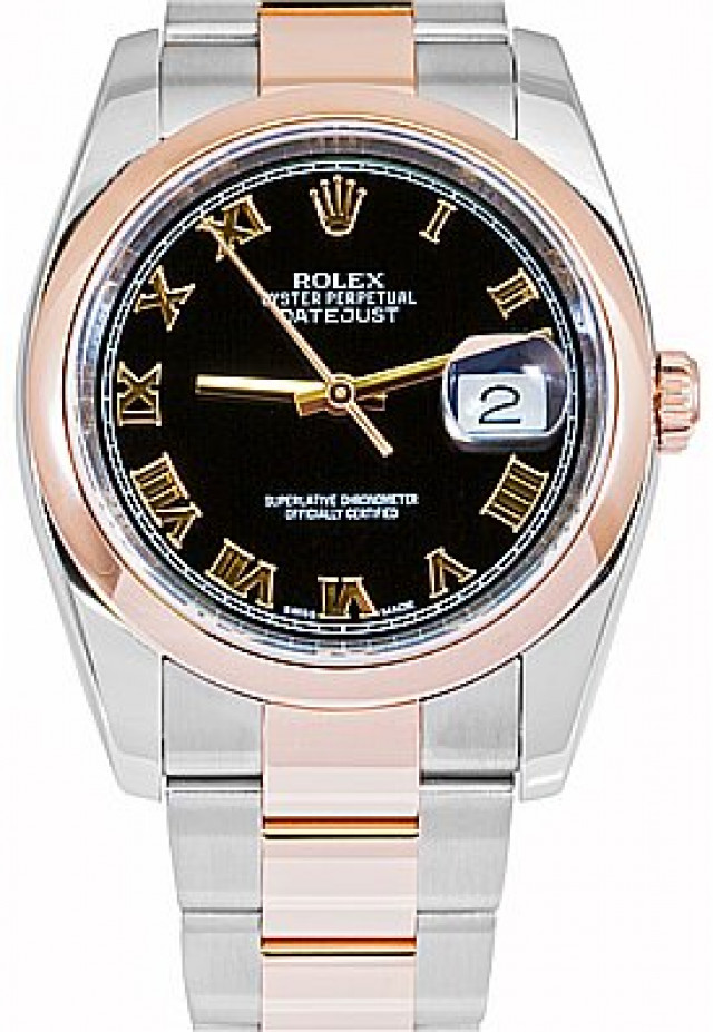 Rolex 116201 Rose Gold & Steel on Oyster, Smooth Bezel Black with Luminous Index on Rose Gold