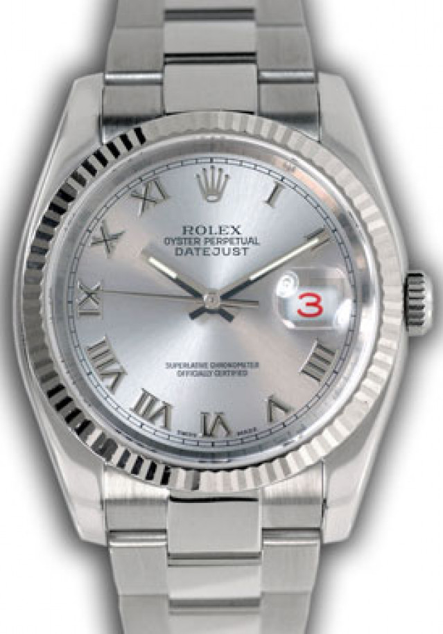 Rolex 116234 White Gold & Steel on Oyster Steel with Silver Roman