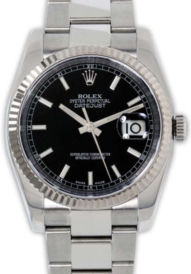 Rolex 116234 White Gold & Steel on Oyster Black with Luminous Silver Index