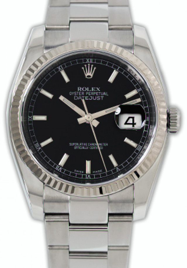Rolex 116234 White Gold & Steel on Oyster Black with Silver Index