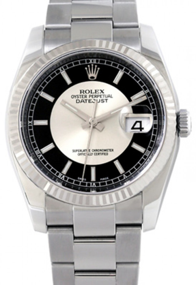 Rolex 116234 White Gold & Steel on Oyster Tuxedo with Silver Index