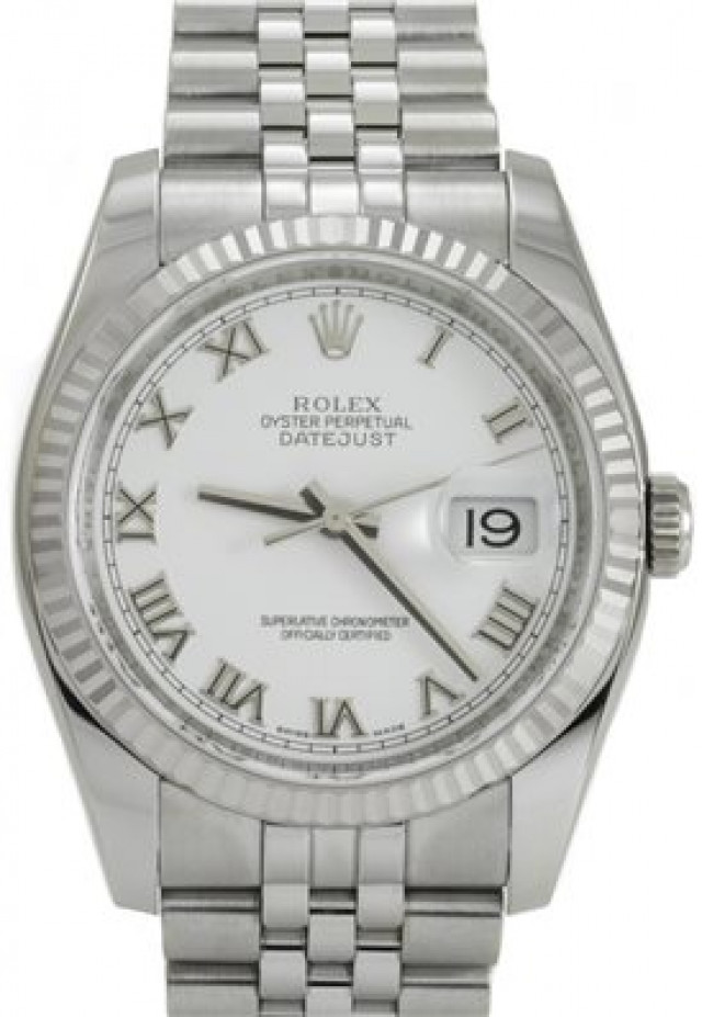 Rolex 116234 White Gold & Steel on Jubilee White with Silver Roman