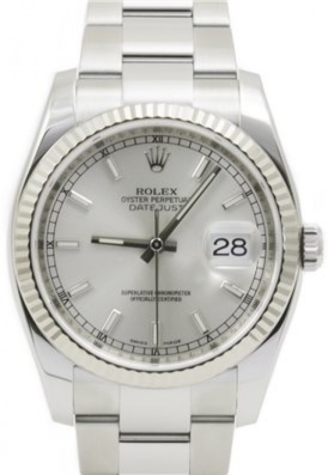 Rolex 116234 White Gold & Steel on Oyster Steel with Luminous Index