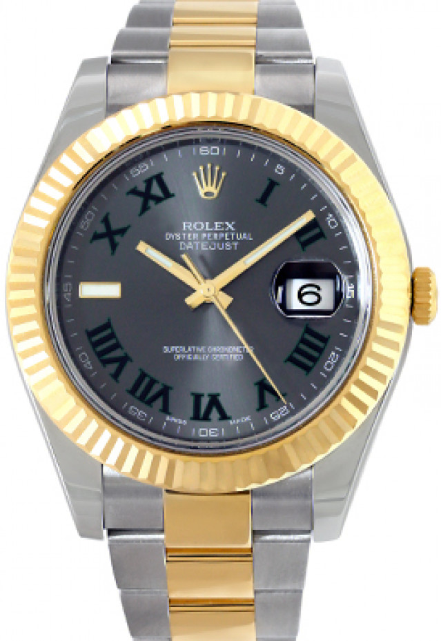 Rolex Datejust II 116333 Gold & Steel with Slate Dial & Roman Markers