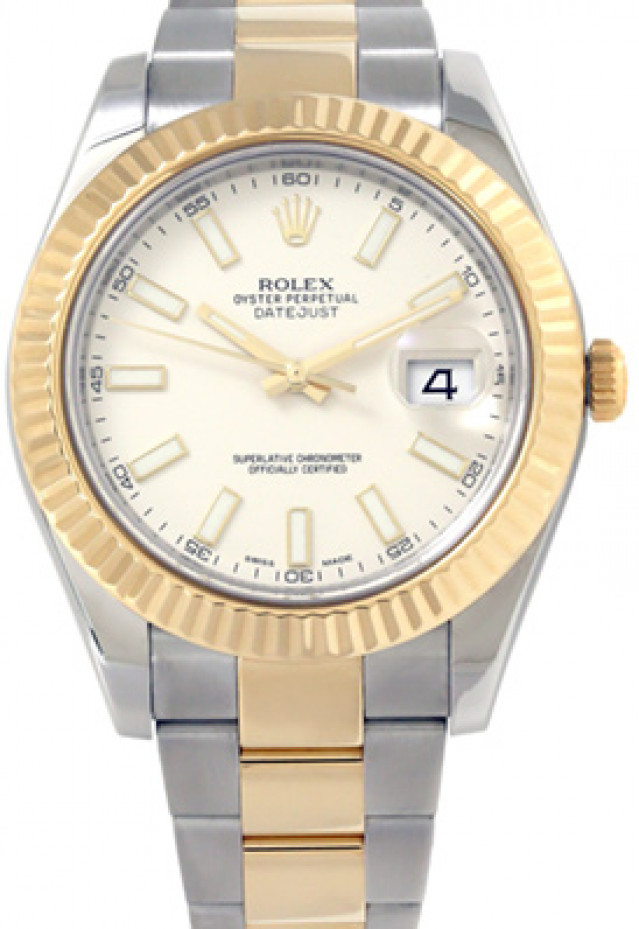 Rolex 116333 Yellow Gold & Steel on Oyster, Fluted Bezel Ivory with Luminous Index On Gold