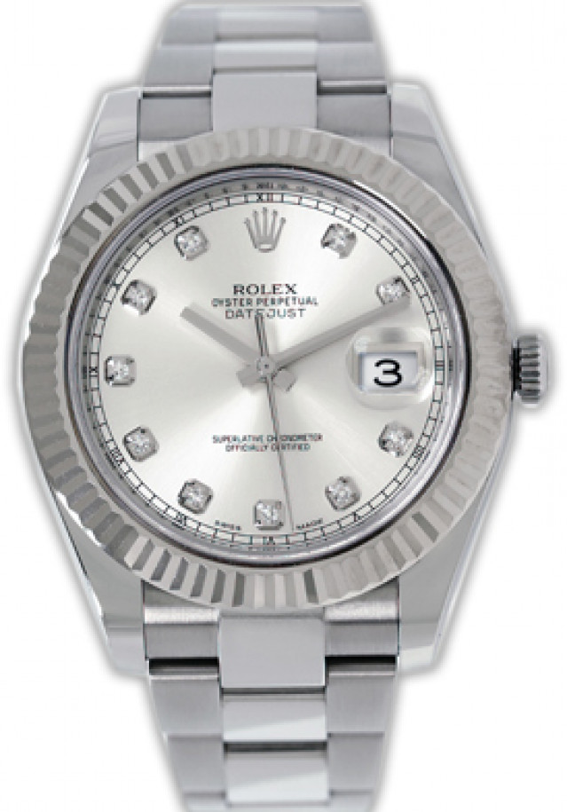 Rolex 116334 White Gold & Steel on Oyster Steel Diamond Dial
