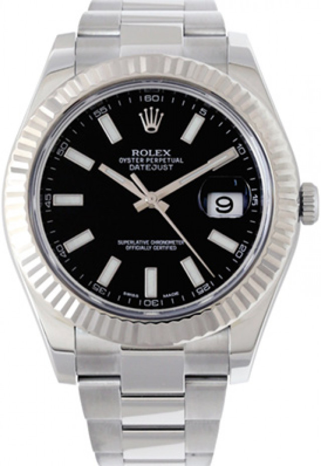 Rolex 116334 White Gold & Steel on Oyster Black with Luminous Index on Steel