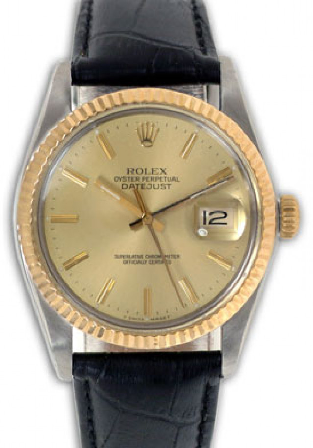 Rolex Datejust 16013 Gold & Steel with Leather Strap