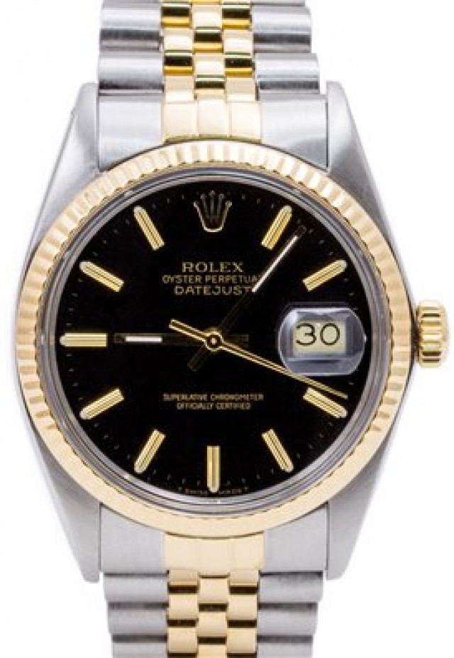 36 mm Rolex Datejust 16013 Gold & Steel on Jubilee with Black Dial