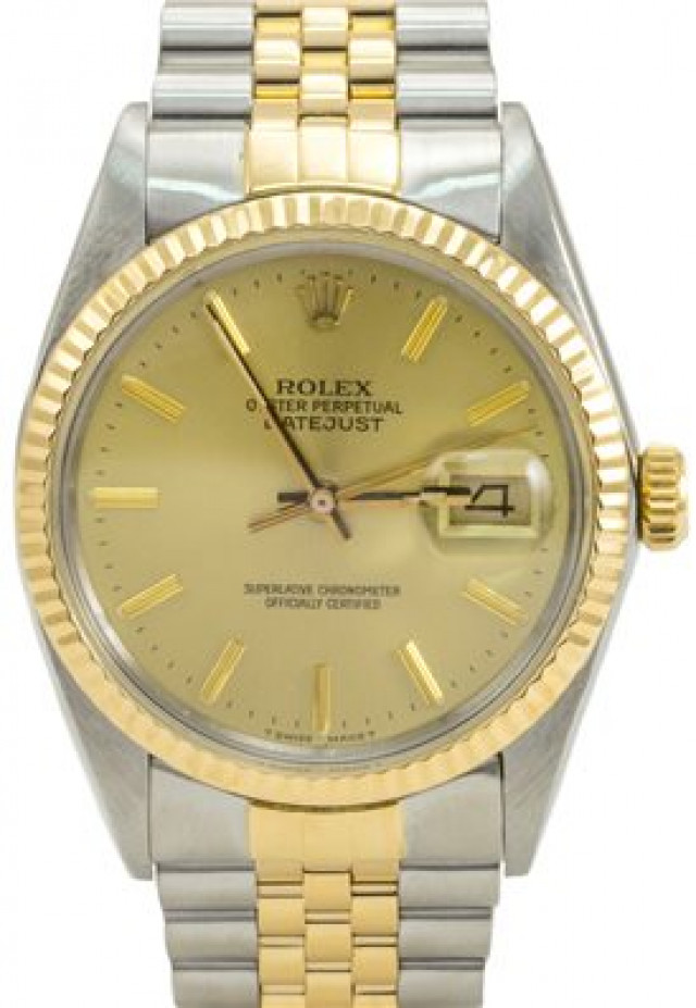 Pre-Owned Yellow Gold Rolex Datejust 16013 with Champagne Dial