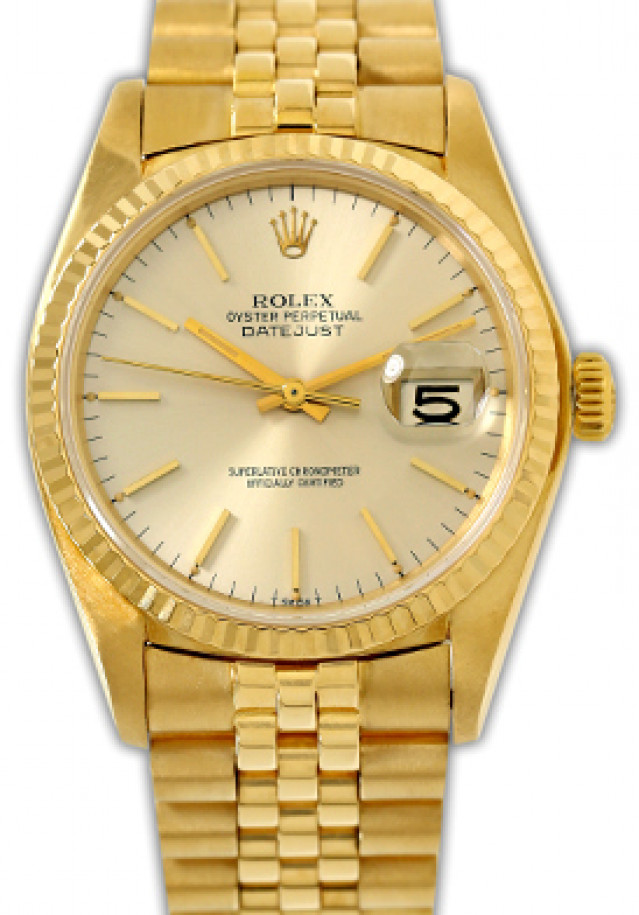Rolex 16018 Yellow Gold on Jubilee, Fluted Bezel Steel with Gold Index
