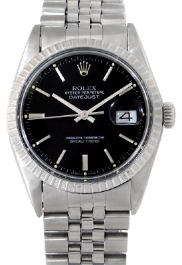 Rolex 16030 Steel on Jubilee, Finely Engine Turned Bezel Black with Silver Index