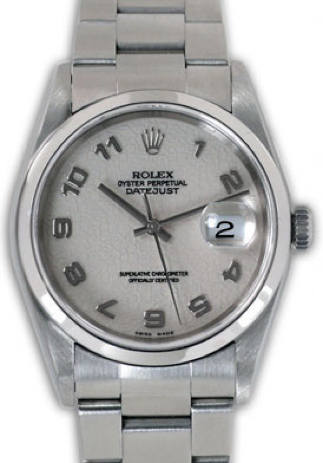 Rolex 16200 Steel on Oyster, Smooth Bezel Ivory Jubilee with Silver Arabic