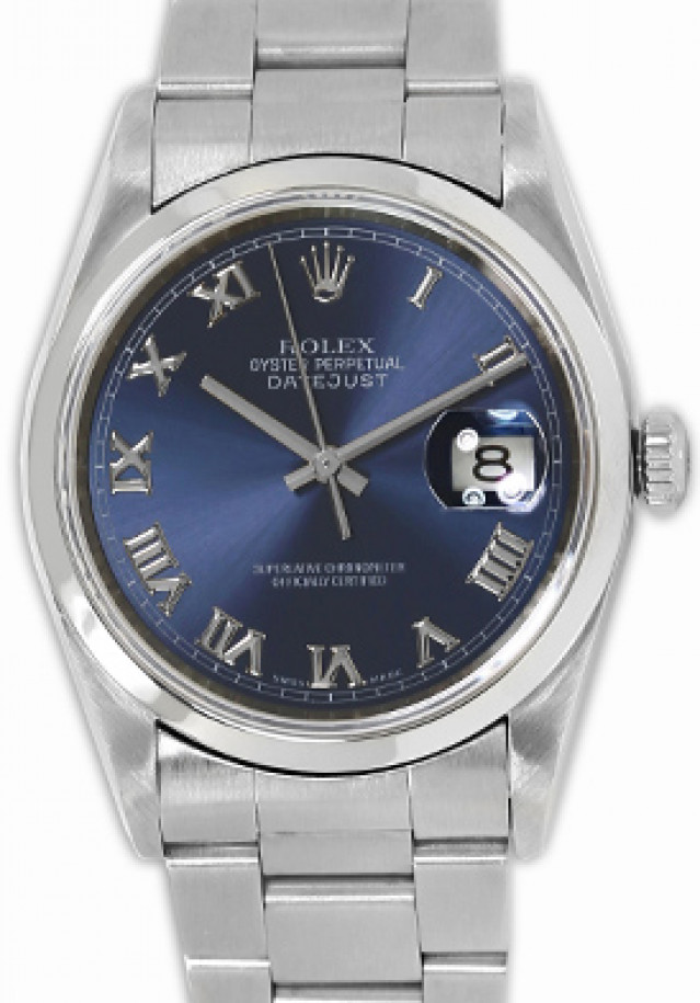 Rolex 16200 Steel on Oyster, Smooth Bezel Blue with Silver Roman