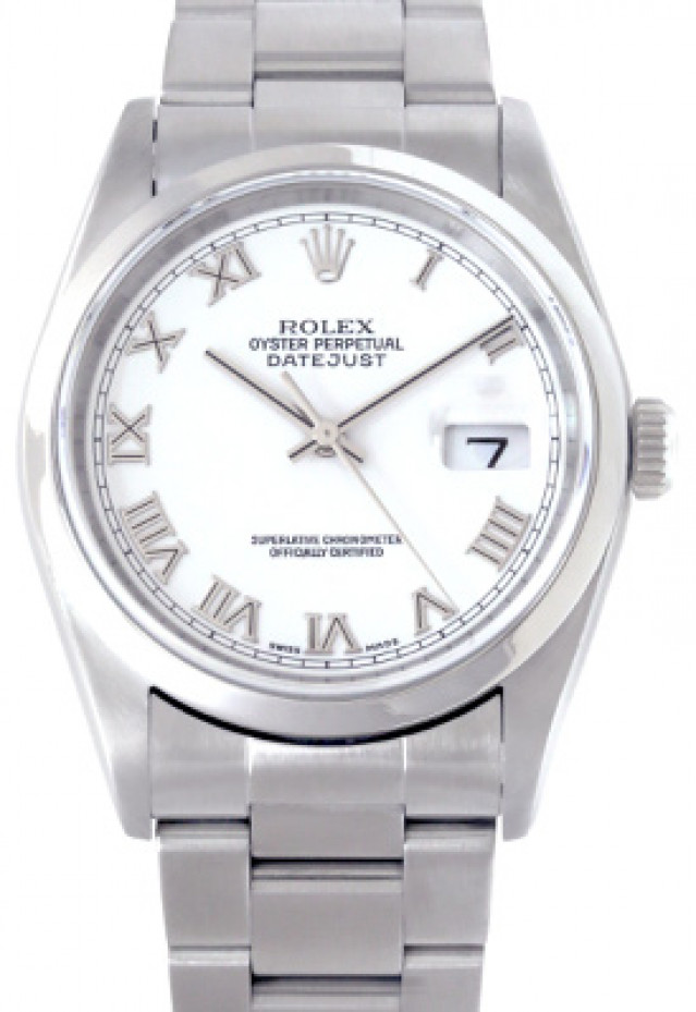 Rolex 16200 Steel on Oyster, Smooth Bezel White with Silver Roman