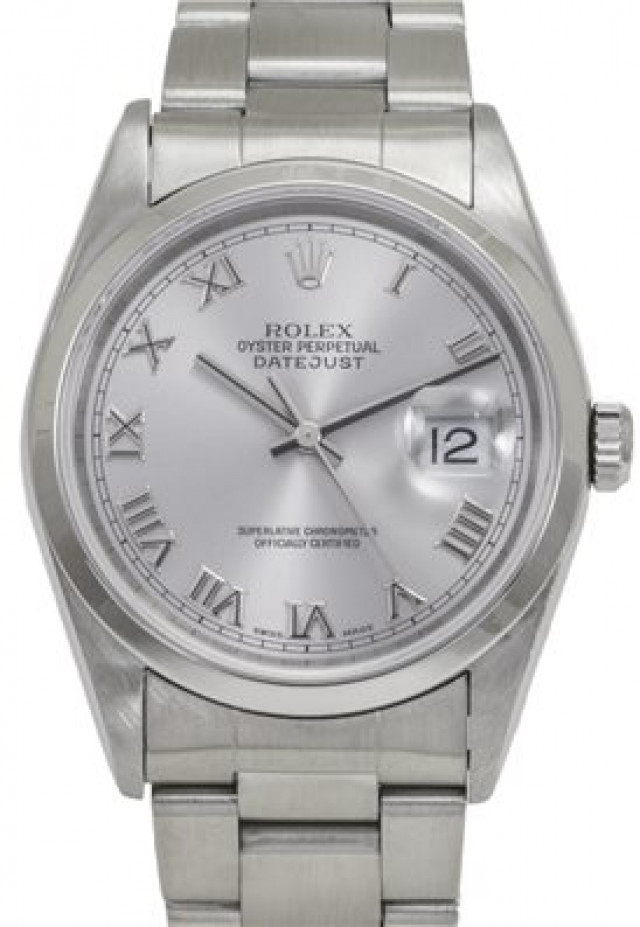 Rolex 16200 Steel on Oyster, Smooth Bezel Steel with Silver Roman
