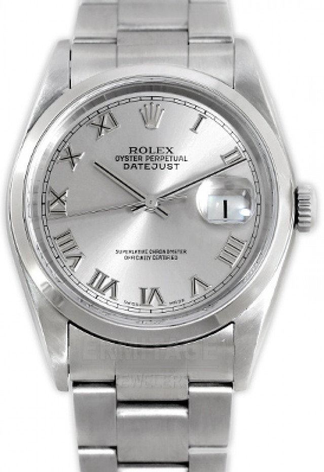 Rolex Datejust 16200 36 mm with Silver Roman on Rhodium