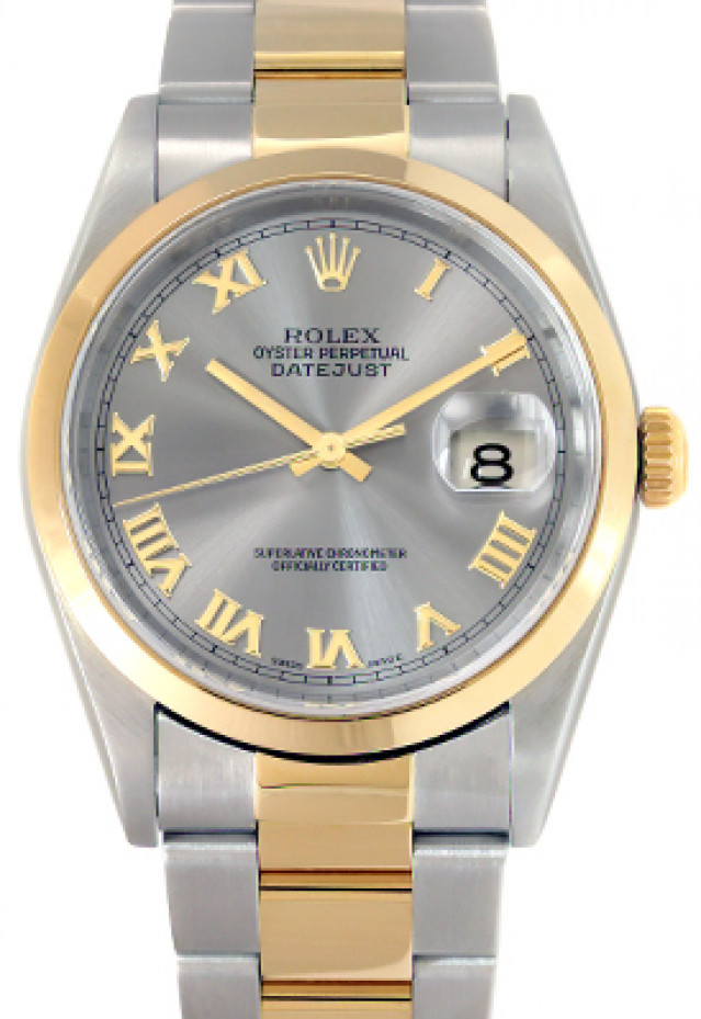 Rolex 16203 Yellow Gold & Steel on Oyster, Fluted Bezel Steel with Gold Roman
