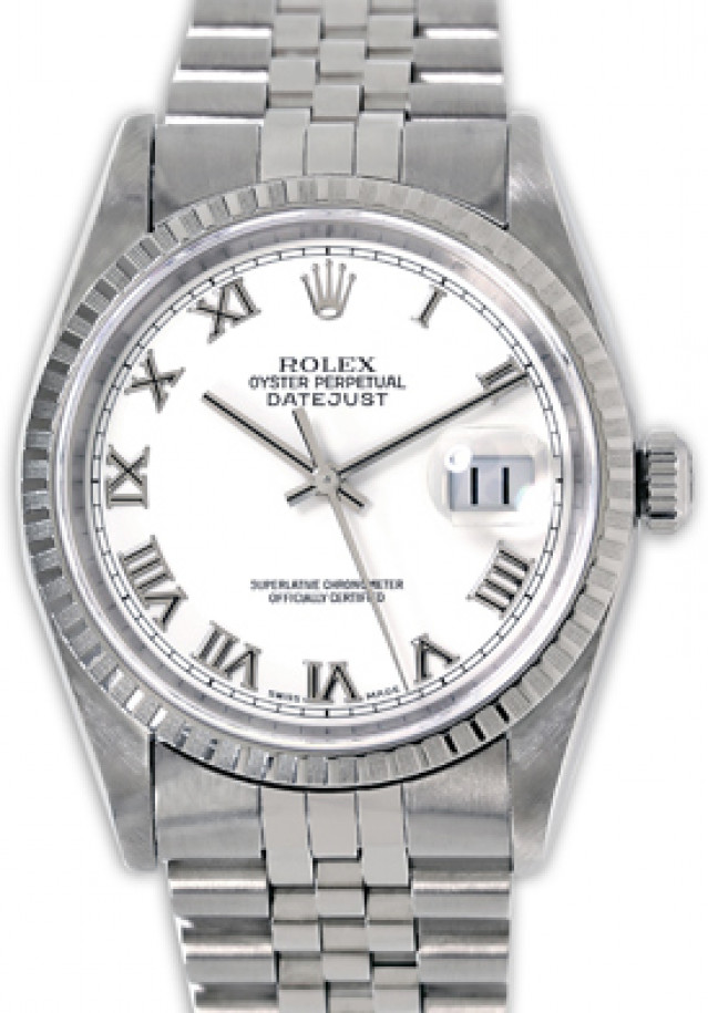 Rolex Datejust 16220 Steel with White Dial & Roman Markers