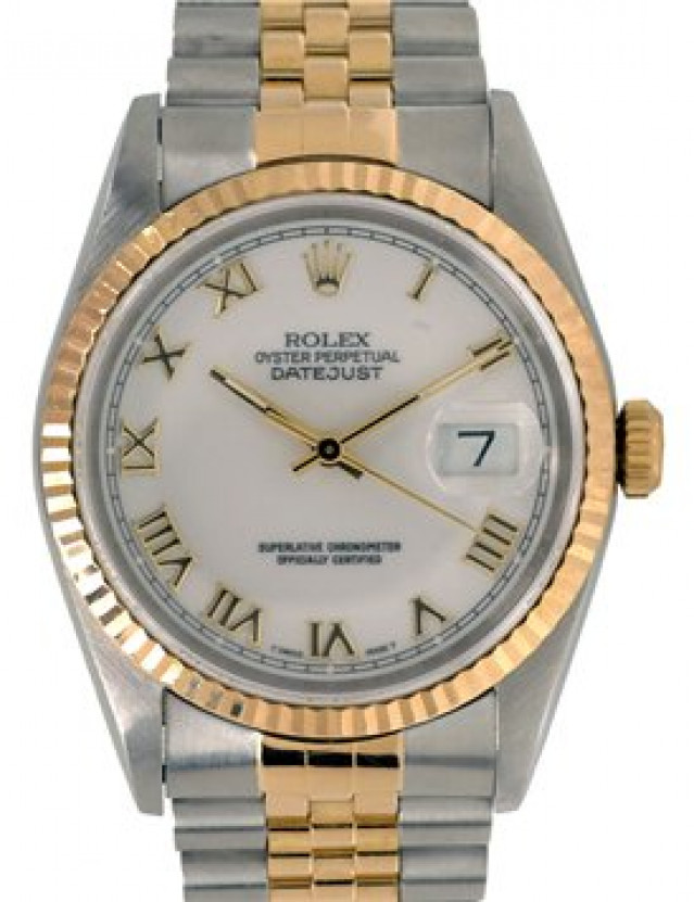 Rolex Datejust 16233 Gold & Steel With White Dial