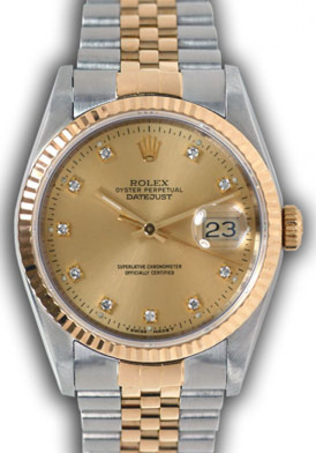 Diamond Rolex Datejust Ref 16233 in Gold & Steel