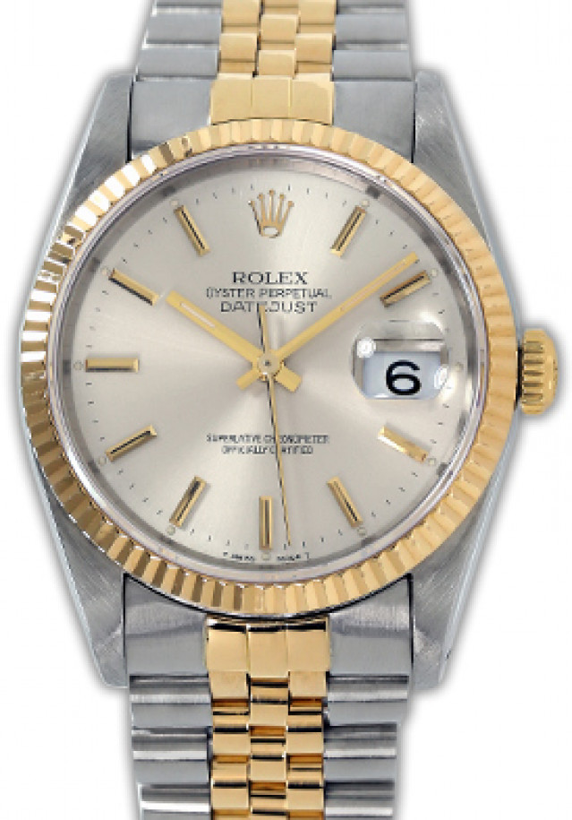 Rolex Datejust 16233 Gold & Steel With Silver Dial