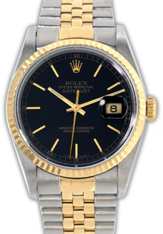 Rolex Datejust 16233 Gold & Steel With Black Dial