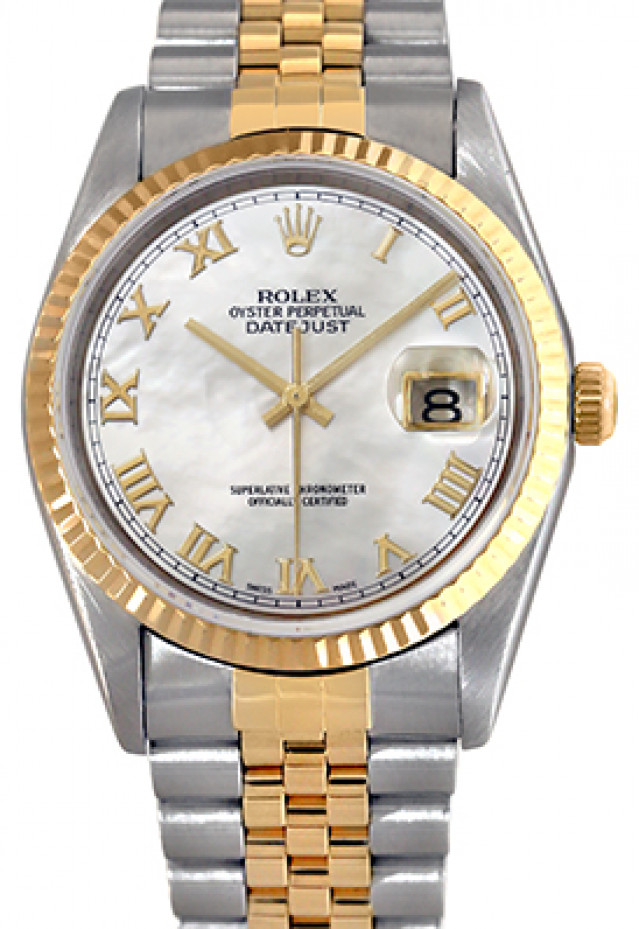 Pre-Owned Rolex Datejust 16233 with White Mother Of Pearl Dial