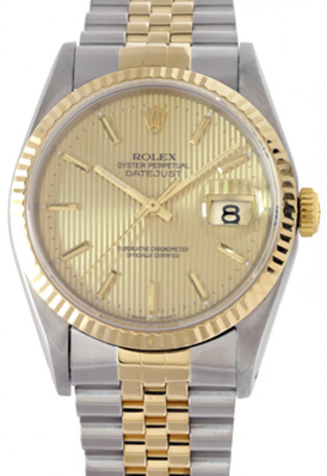 Gold & Steel Rolex Datejust 16233 Tapestry Dial