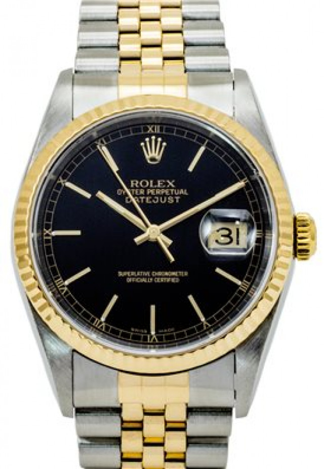 Rolex Datejust 16233 Gold Index on Black