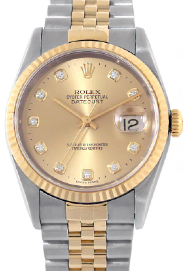 Pre-Owned Yellow Gold Rolex Datejust 16233 with Champagne Dial