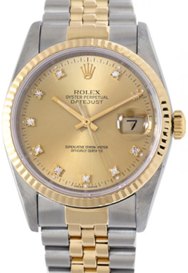 36 mm Rolex Datejust 16233 Gold & Steel on Oyster with Champagne Dial