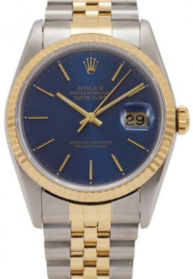 Rolex Datejust 16233 Gold Index on Blue