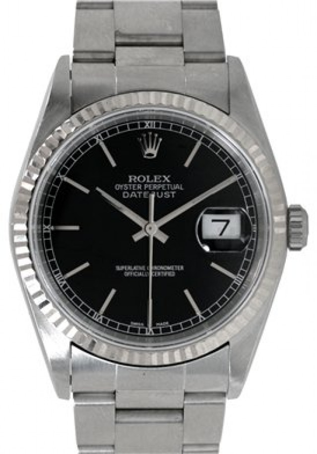 Rolex 16234 White Gold & Steel on Oyster Black with Silver Index & White Roman