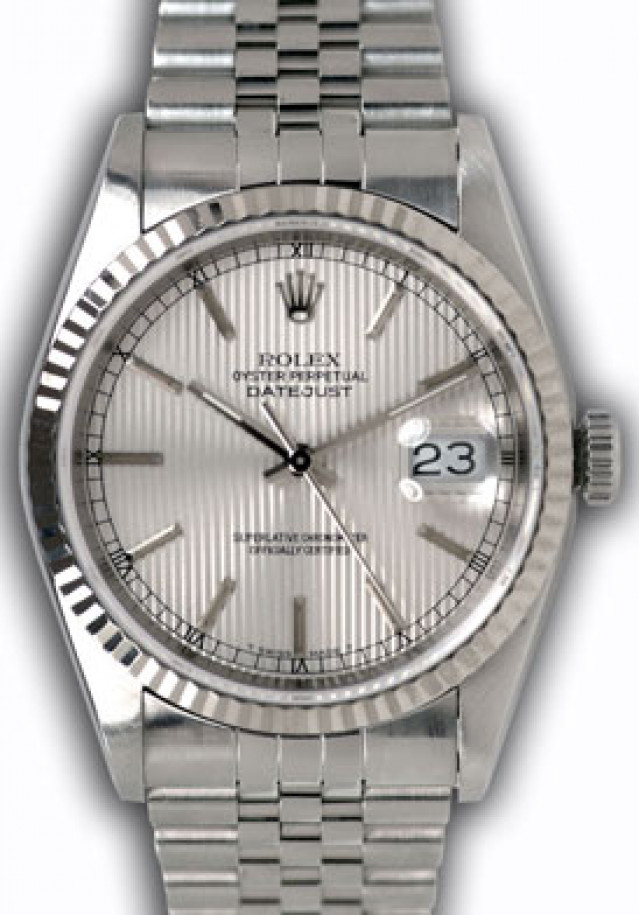 Rolex 16234 White Gold & Steel on Jubilee Steel Tapestry with Silver Index & Black Roman