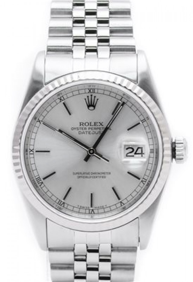 Rolex 16234 White Gold & Steel on Oyster Steel with Silver Roman