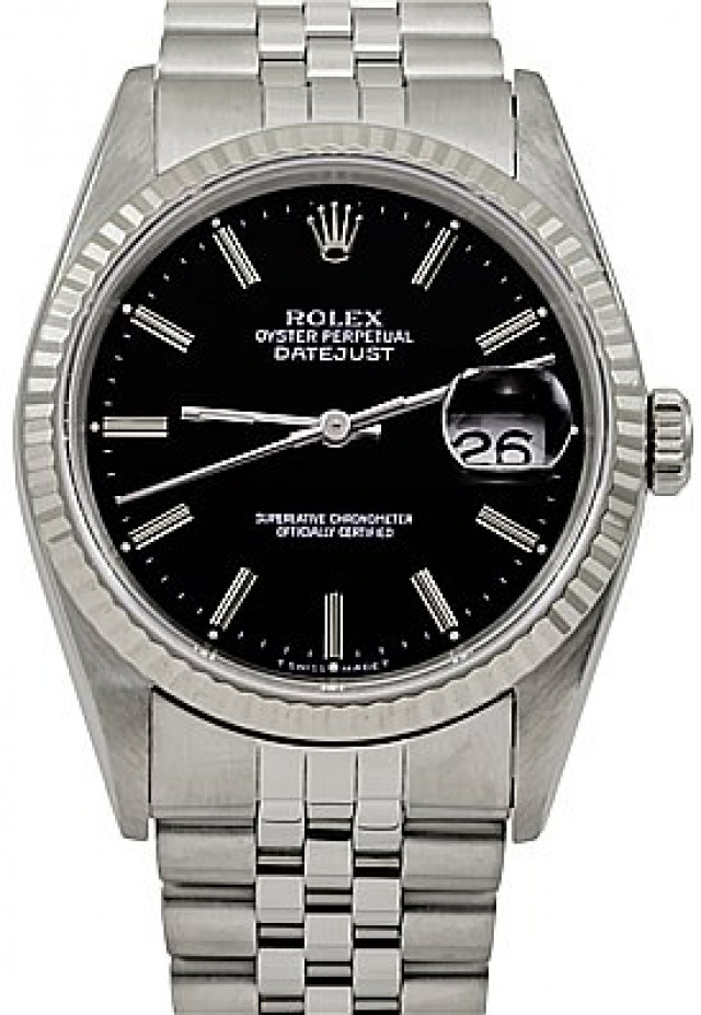 Rolex 16234 White Gold & Steel on Jubilee Black with Silver Index