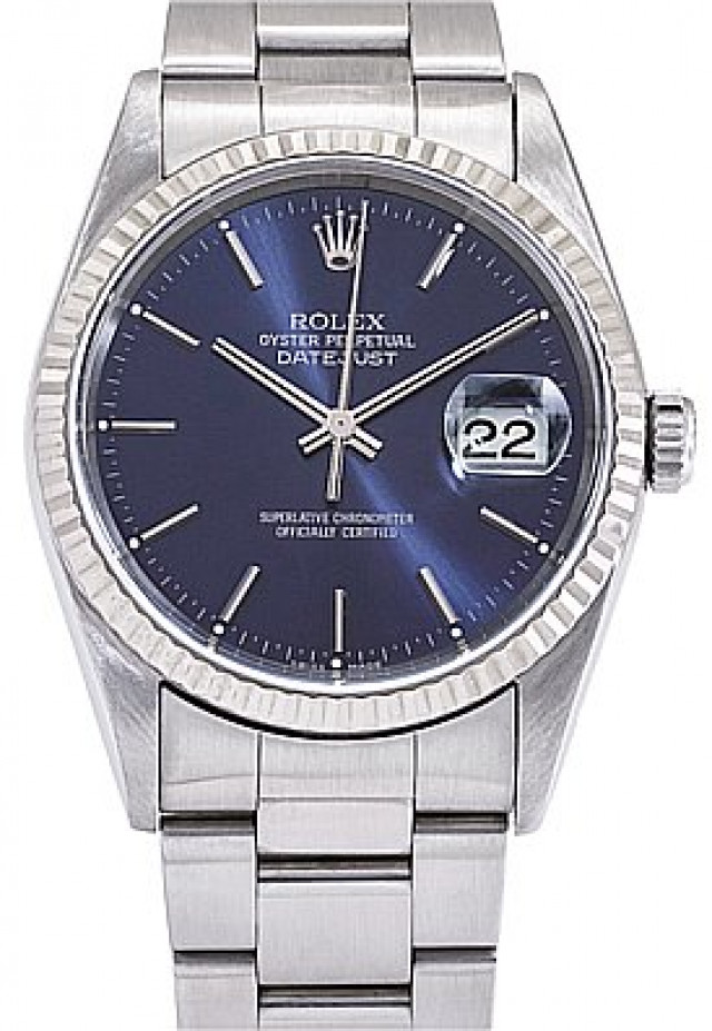 Rolex 16234 White Gold & Steel on Jubilee Blue with Silver Index