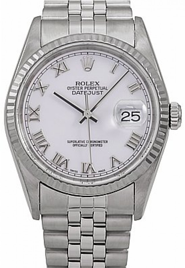 Rolex 16234 White Gold & Steel on Jubilee White with Silver Roman
