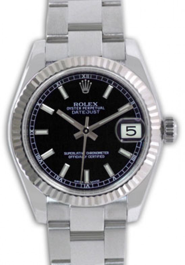 Rolex 178274 White Gold & Steel on Oyster Black with Luminous Index & White Roman