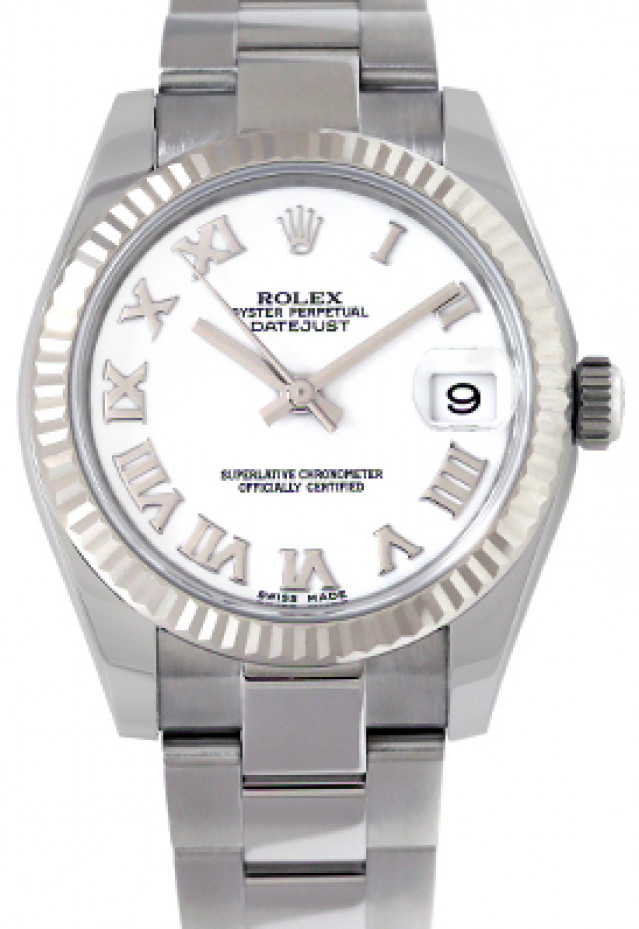 Rolex 178274 White Gold & Steel on Oyster White with Silver Roman