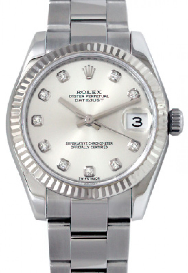 Rolex 178274 White Gold & Steel on Oyster Steel Diamond Dial