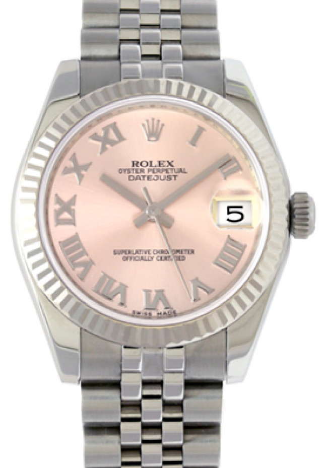 Rolex 178274 White Gold & Steel on Jubilee Pink Roman with Silver Roman