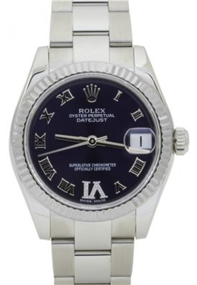 Rolex 178274 White Gold & Steel on Oyster Black Diamond Dial